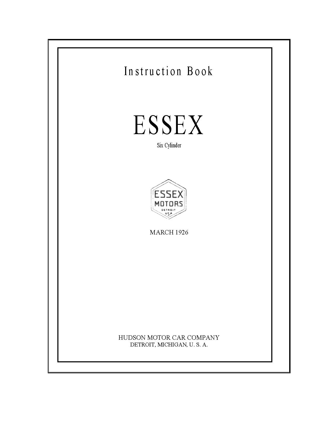 1926 Essex Automobile Instruction Manual Page 20